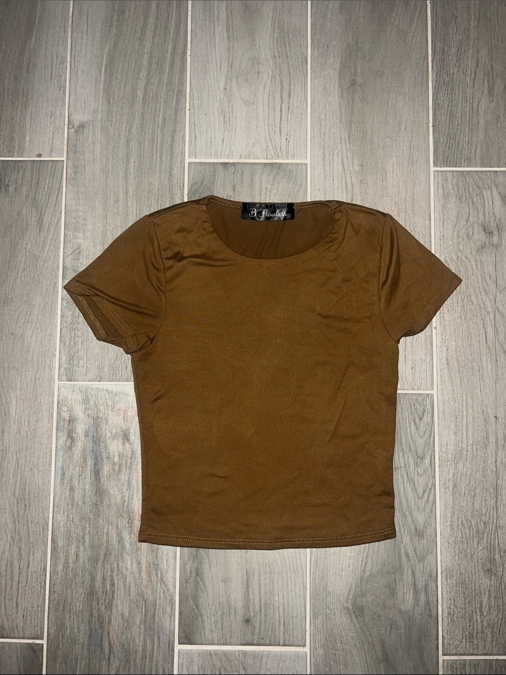 B FLAWLESS Brown Short Sleeve Crewneck Tee